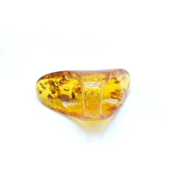Modernist Faux Amber Abstract Boho Hippie Large Ring Size 7.5 - Picture 4 of 4